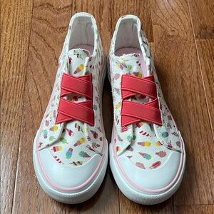New Lily & Dan girls memory foam canvas shoe ice cream cones size 13/1